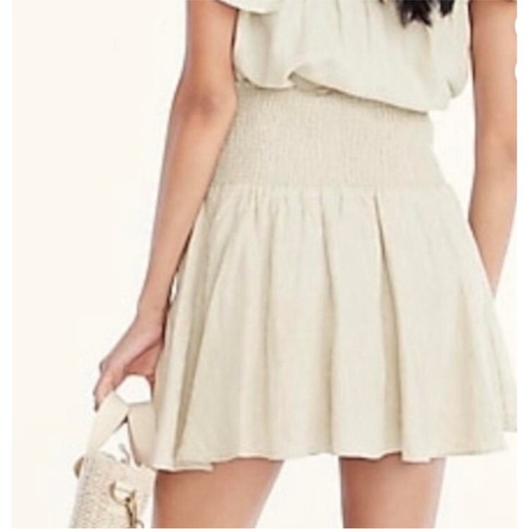 J. CREW 100% Linen Lined Mini Skirt Wide Elastic Smocked Waist Beachy Preppy XXL - Picture 7 of 12